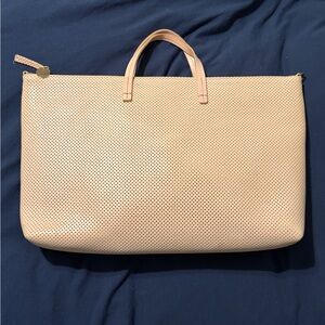 Clare V. Zip Sac in Perforated Veg Tan Leather